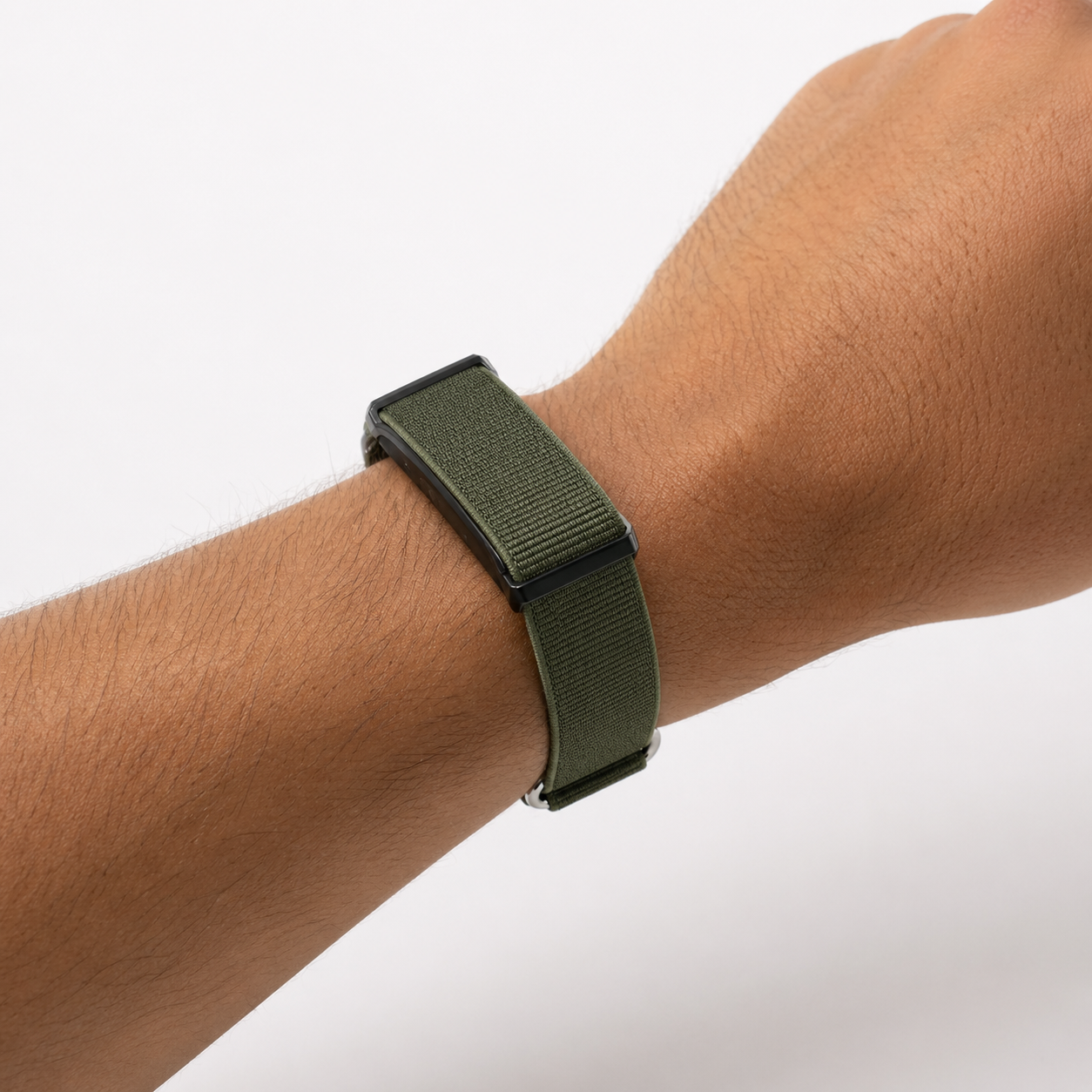 Close-up van de Pulse band om een pols